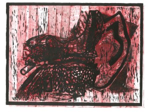 "The Inner Ear," 2011 relief with collagraph
